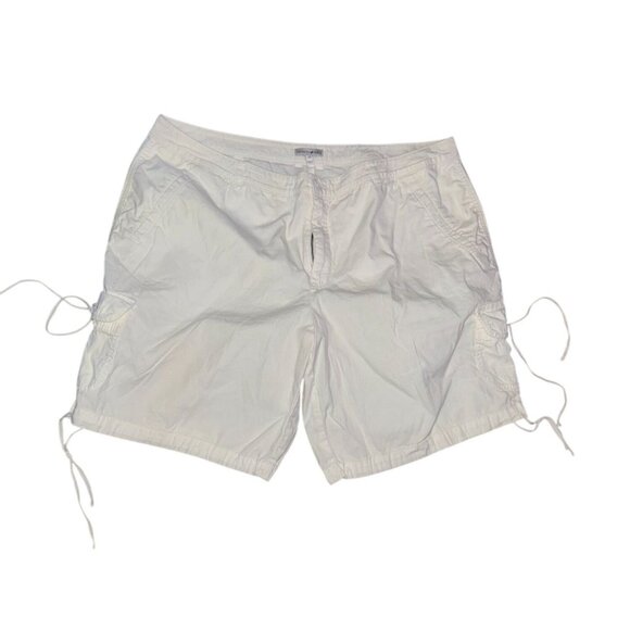 Fashion Bug Womens White Drawstring Cargo Shorts Size 22W Relaxed Fit 100% Cotto - Picture 1 of 6